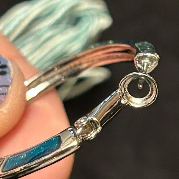 Lia Sophie Teal & Green Enamel Pendant Necklace & Hoop Earrings Set - Picture 6 of 11